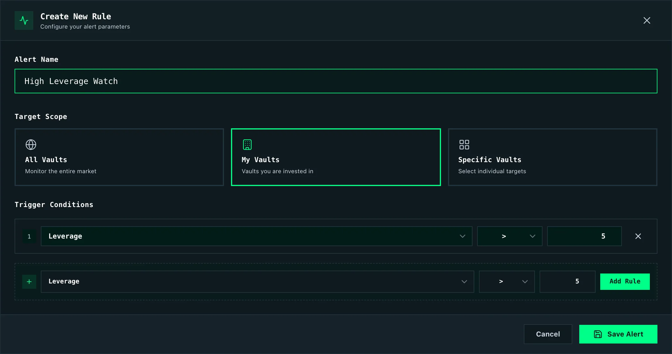 alerts create form