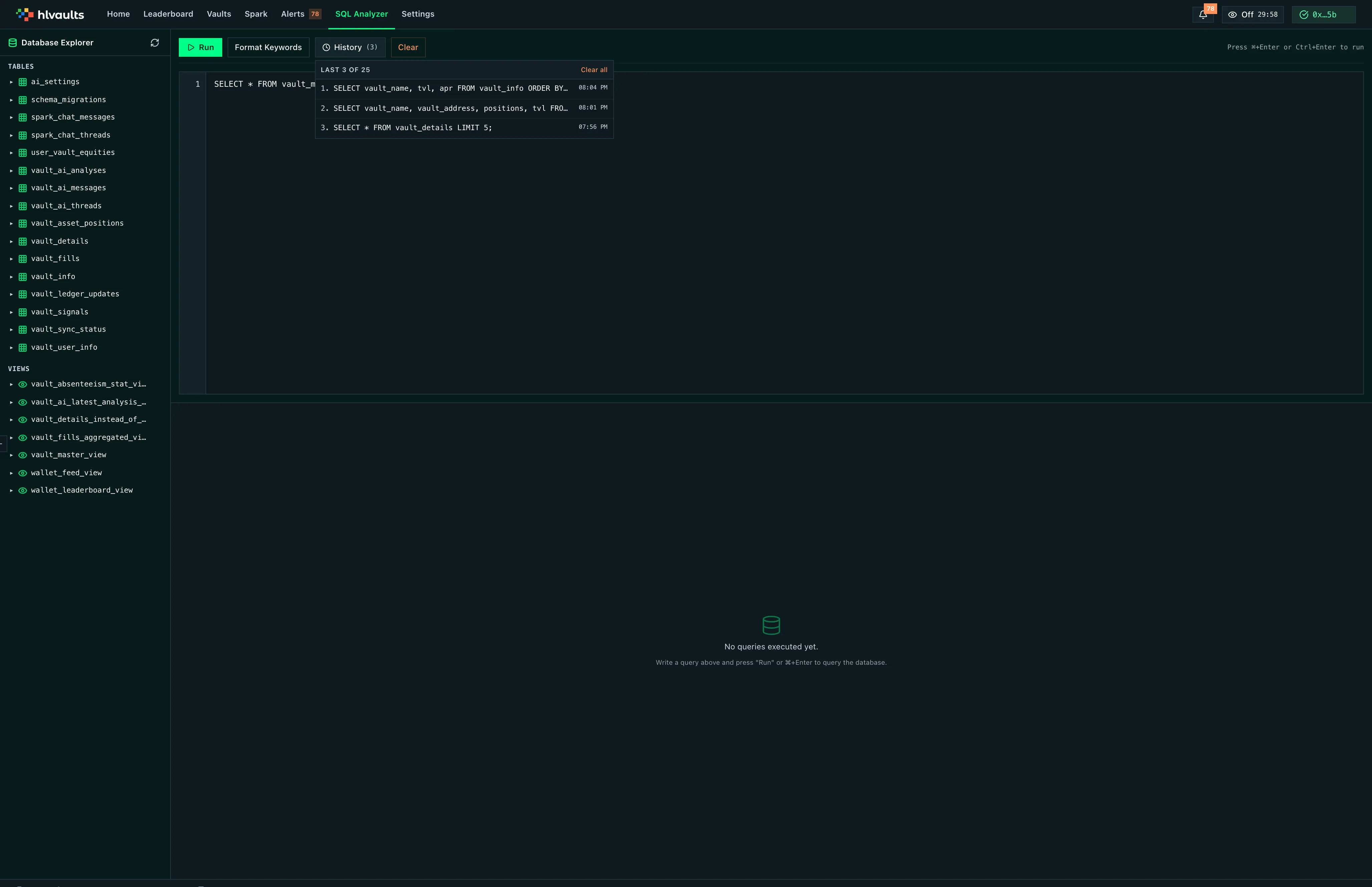 sql analyzer history