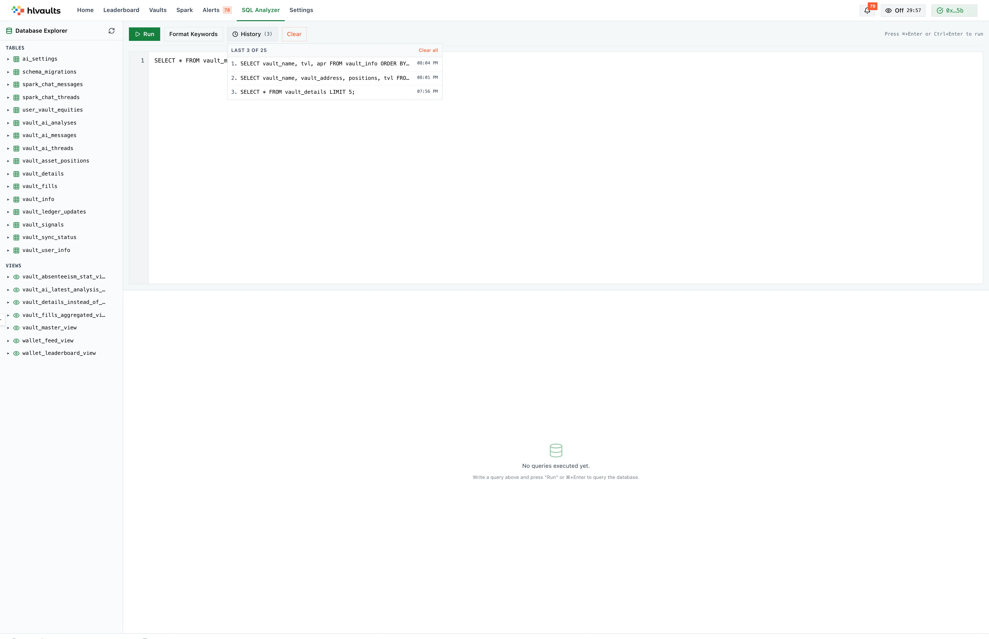 sql analyzer history